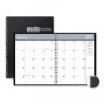 One-Year Monthly Hard Cover Planner, 11 x 8 1/2, Black, 2020