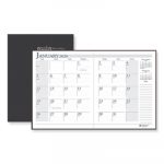 Recycled Ruled 14-Month Planner, Leatherette Cover, 10 x 7, Black, 2019-2021