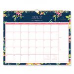 Day Designer Academic Year Wall Calendar, 15 x 12, Navy/Floral, 2019-2020
