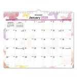 Watercolors Recycled Monthly Wall Calendar, 15 x 12, 2020