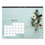 Romantic Monthly Desk Pad Calendar, 17 3/4 x 10 7/8, Blossoms, 2020