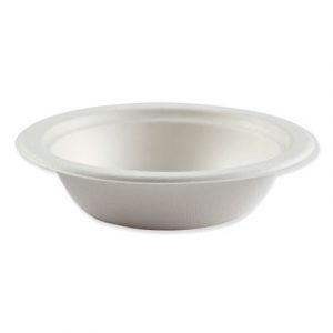 Bagasse Molded Fiber Dinnerware, Bowl, 6.25" Diameter, White, 1000/Carton
