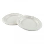 Bagasse Molded Fiber Dinnerware, Plate, 6" Diameter, White, 1000/Carton