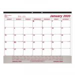 Monthly Desk Pad Calendar, 22 x 17, White/Maroon, 2020