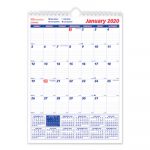 One Month Per Page Twin Wirebound Wall Calendar, 8 x 11, 2020