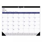 Academic Desk Pad Calendar, 22 x 17, White/Blue/Gray, 2019-2020