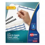 Print and Apply Index Maker Clear Label Unpunched Dividers, 3Tab, Letter, 5 Sets
