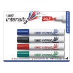 Intensity Bold Tank-Style Dry Erase Marker, Broad Chisel, Assorted Colors, 4/Set