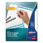 Print and Apply Index Maker Clear Label Unpunched Dividers, 5Tab, Letter, 5 Sets