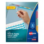 Print and Apply Index Maker Clear Label Plastic Dividers with Printable Label Strip, 5-Tab, 11 x 8.5, Translucent, 1 Set