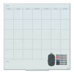 Floating Glass Dry Erase Undated One Month Calendar, 36 x 36, White