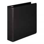 Heavy-Duty Round Ring View Binder with Extra-Durable Hinge, 3 Rings, 2" Capacity, 11 x 8.5, Black