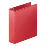 Heavy-Duty Round Ring View Binder with Extra-Durable Hinge, 3 Rings, 2" Capacity, 11 x 8.5, Red