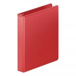 Heavy-Duty Round Ring View Binder with Extra-Durable Hinge, 3 Rings, 1" Capacity, 11 x 8.5, Red