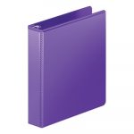 Heavy-Duty Round Ring View Binder with Extra-Durable Hinge, 3 Rings, 1.5" Capacity, 11 x 8.5, Purple