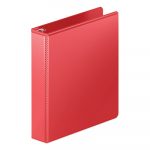 Heavy-Duty Round Ring View Binder with Extra-Durable Hinge, 3 Rings, 1.5" Capacity, 11 x 8.5, Red
