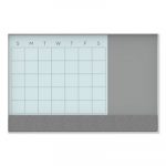 3N1 Magnetic Glass Dry Erase Combo Board, 36 x 24, Month View, White Surface and Frame