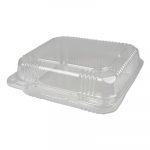 Plastic Clear Hinged Containers, 8 x 8, Clear, 250/Carton