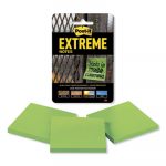 Water-Resistant Self-Stick Notes, Green, 3" x 3", 45 Sheets, 3/Pack
