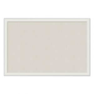 Linen Bulletin Board with Decor Frame, 30 x 20, Natural Surface/White Frame