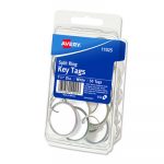 Key Tags with Split Ring, 1 1/4 dia, White, 50/Pack