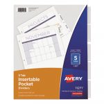 Insertable Dividers w/Single Pockets, 5-Tab, 11 1/4 x 9 1/8