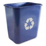 Soft-Sided Recycle Logo Plastic Wastebasket, Rectangular, Polyethylene, Blue